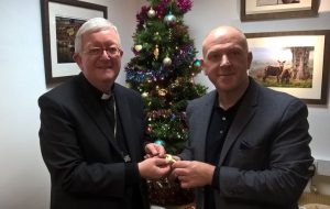 Archbishop Bernard and Steve Martin at the Tabor House blessing