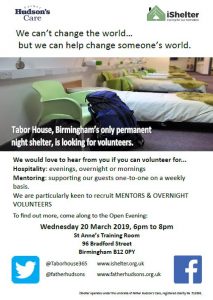 Tabor House open evening poster