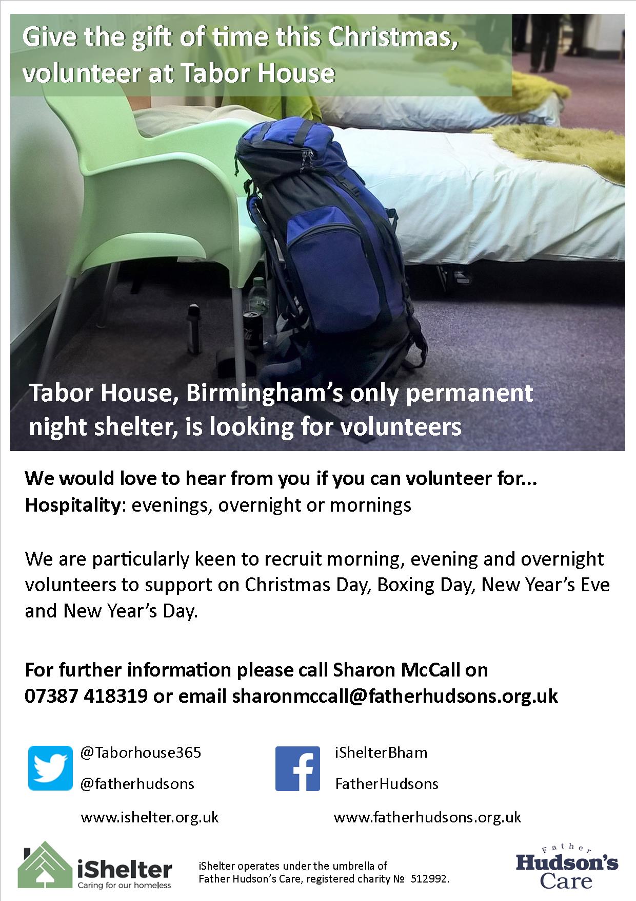 Tabor House is seeking volunteers over Christmas